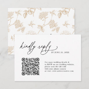 Einfache minimalistische QR-Code-Hochzeits-RSVP-Ka RSVP Karte
