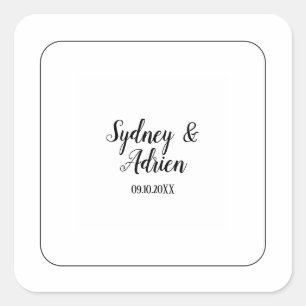 Einfache minimalistische Rahmen-Hochzeitsumschlags Quadratischer Aufkleber