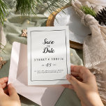 Einfache Minimalistische Rahmen Save the Date<br><div class="desc">Diese einfache minimalistische Rahmen Hochzeit speichern das Datum ist perfekt für eine elegante Hochzeit. Das klassische Design zeichnet sich durch einen einfachen Rahmen und eine rustikale schwarz-weiße Typografie mit einem modernen minimalen Look aus. QSD112</div>