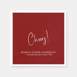 Einfache Minimalistische Red Graduation Party Serviette