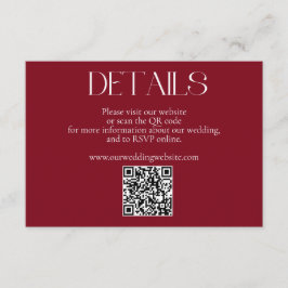 Einfache Minimalistische Red QR Code Hochzeitsseit Begleitkarte