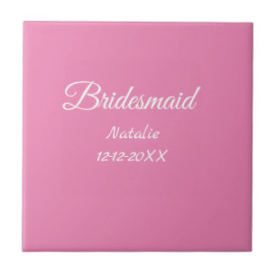 Einfache minimalistische rosa Brautjungfer-Text mi Fliese