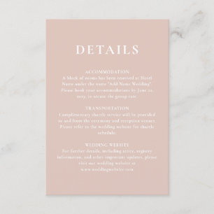 Einfache Minimalistische Rosa-Rosa-Rosa-Hochzeitsd Begleitkarte