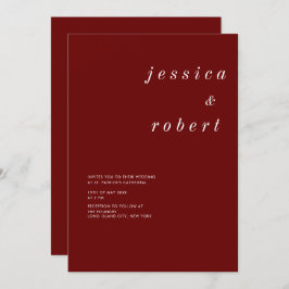 Einfache Minimalistische Rot-Weiß-Hochzeit Einladung