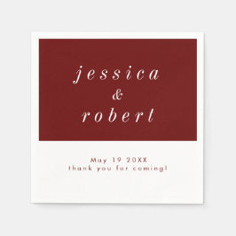 Einfache Minimalistische Rot-Weiß-Hochzeit Serviette