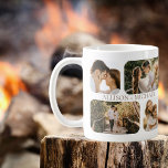 Einfache Minimalistische Rounded-Edge-Foto-Paare Kaffeetasse<br><div class="desc">Dieses Design ist ideal für den Valentinstag, Hochzeiten, Verlobungen oder einfach nur alltägliche Feiern der Liebe mit Ihren bedeutendsten anderen. Es besteht aus vier abgerundeten Fotos pro Seite (zwei kleine Quadrate und zwei Rechtecke) und den Namen des Ehepaares in der Mitte der vier Fotos, die auf beiden Seiten wiederholt werden....</div>
