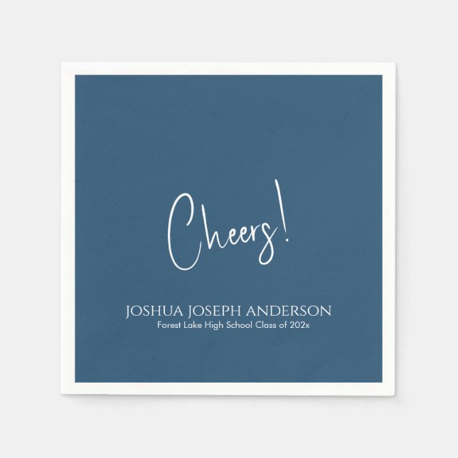 Einfache Minimalistische Royal Blue Graduation Par Serviette (Vorderseite)