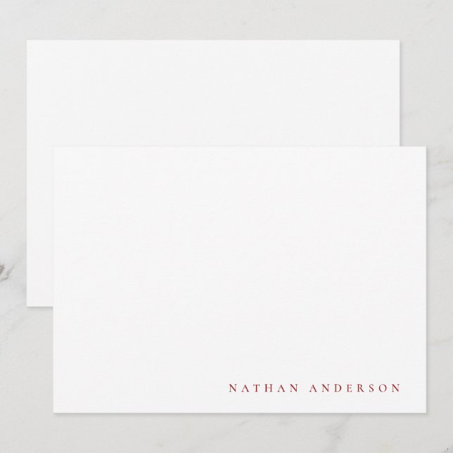 Einfache Minimalistische Ruby Red Correspondence Mitteilungskarte (Vorne/Hinten)