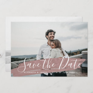 Einfache Minimalistische rustikale Rosa Save the D Save The Date