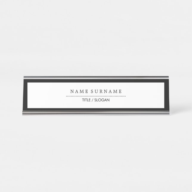 Einfache Minimalistische saubere moderne Schreibtischnamensplakette (Vorderseite )