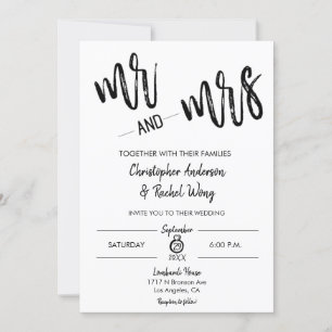 Einfache Minimalistische Schrift Mr. und Mrs. Wedd Einladung