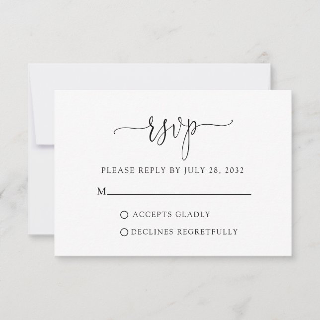 Einfache Minimalistische Schriftzeichen RSVP Karte (Vorderseite)