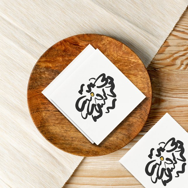 Einfache Minimalistische Schwarz-Weiß-Blume Serviette (Von Creator hochgeladen)