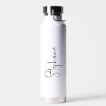 Einfache Minimalistische Schwarz-Weiß-Elegant Mode Trinkflasche<br><div class="desc">Moderne Schwarz-Weiß-Flasche mit schlichtem und minimalistischem Design in elegantem Schriftsatz. Ein niedliches Design perfekt für ein Mädchen.</div>