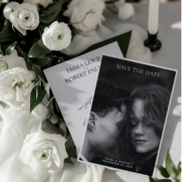 Einfache Minimalistische Schwarz-Weiß-Foto-Hochzei Save The Date