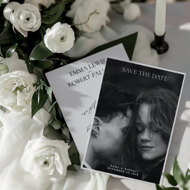 Einfache Minimalistische Schwarz-Weiß-Foto-Hochzei Save The Date