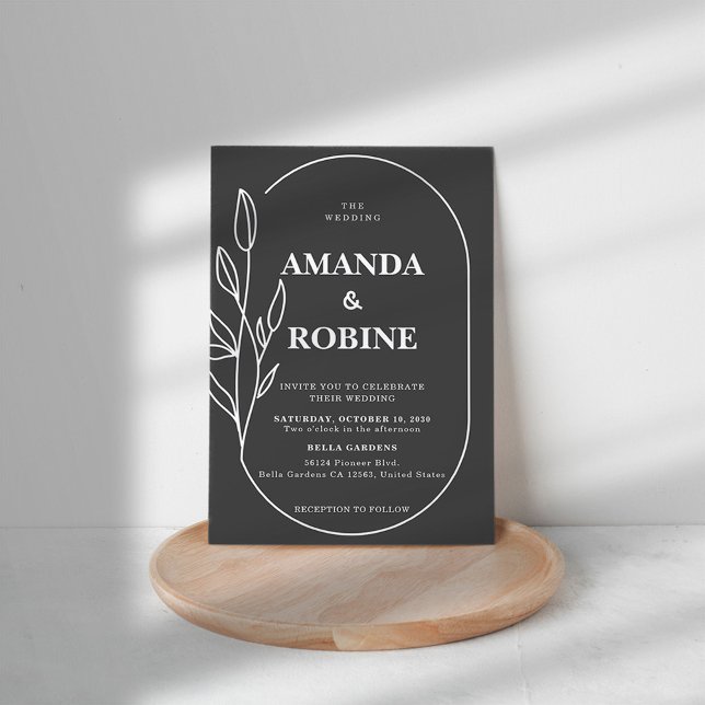 Einfache Minimalistische Schwarz-Weiß-Hochzeit Einladung (Von Creator hochgeladen)