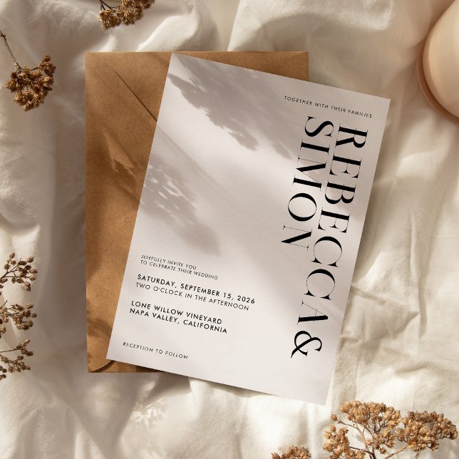 Einfache Minimalistische Schwarz-Weiß-Hochzeit Einladung (Simple Elegant Minimalist Black and White Wedding Invitation)