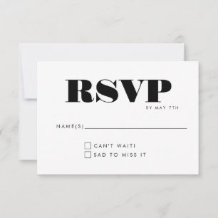 Einfache Minimalistische Schwarz-Weiß-Hochzeit RSVP Karte