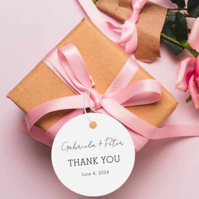 Einfache Minimalistische Schwarz-Weiß-Hochzeit Vie Geschenkanhänger (Von Creator hochgeladen)