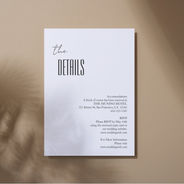 Einfache Minimalistische Schwarz-Weiß-Hochzeitsdet Begleitkarte (Von Creator hochgeladen)