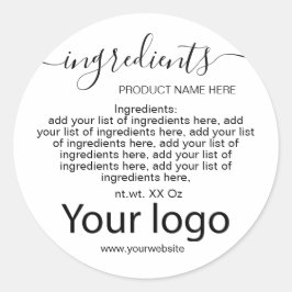 Einfache Minimalistische Schwarz-Weiß-Inhaltsstoff Runder Aufkleber