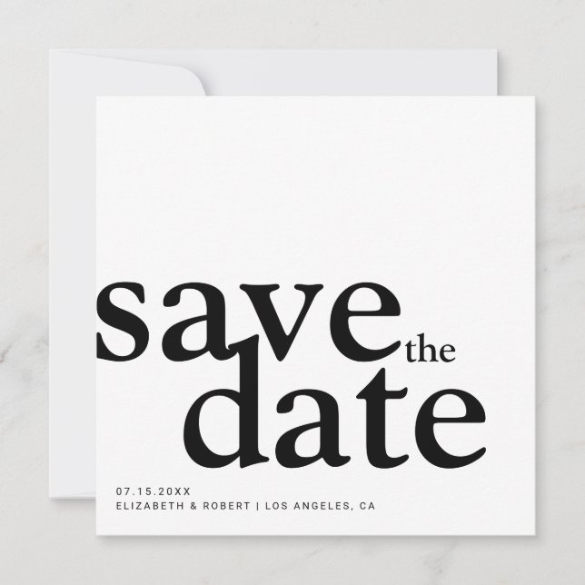 Einfache Minimalistische Schwarz/Weiß Moderne Klas Save The Date (Vorderseite)