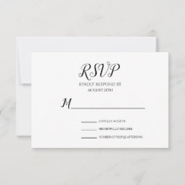Einfache Minimalistische Schwarz-Weiß-Script-Hochz RSVP Karte