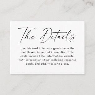 Einfache Minimalistische Schwarz-weiße Skriptdetai Begleitkarte