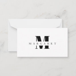 Einfache Minimalistische Schwarze Monogramm Mitteilungskarte