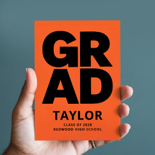 Einfache Minimalistische Schwarze Orange Abschluss Postkarte