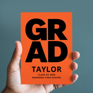 Einfache Minimalistische Schwarze Orange Abschluss Postkarte