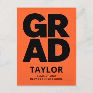 Einfache Minimalistische Schwarze Orange Abschluss Postkarte