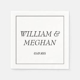 Einfache Minimalistische Schwarze Schrift Hochzeit Serviette