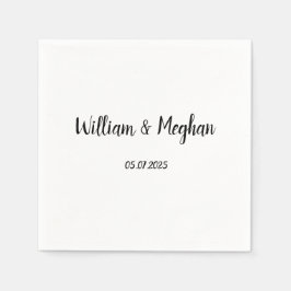 Einfache Minimalistische Schwarze Schrift Hochzeit Serviette