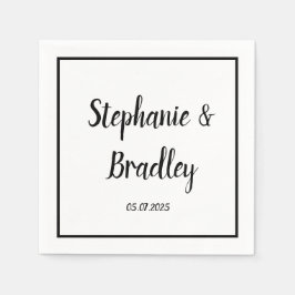 Einfache Minimalistische Schwarze Schrift Hochzeit Serviette