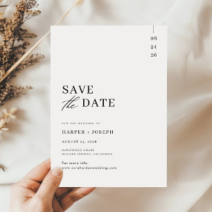 Einfache minimalistische schwarze und weiße Schrif Save The Date