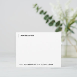 Einfache Minimalistische Schwarztypografie Moderne Mitteilungskarte