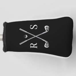 Einfache Minimalistische Schwarzweißmonogramm Golf Headcover
