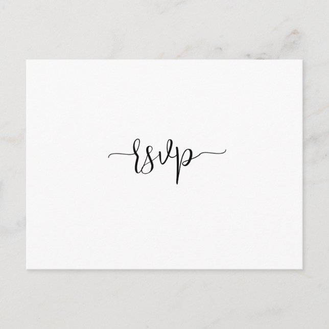 Einfache Minimalistische Script-Hochzeit RSVP Post Postkarte (Vorderseite)
