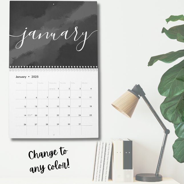 Einfache Minimalistische Script-Kalligrafie Kalender (Simple Minimalist Script Calligraphy Calendar)