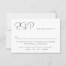 Einfache Minimalistische Script Moderne Hochzeit RSVP Karte
