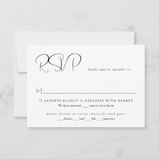 Einfache Minimalistische Script Moderne Hochzeit RSVP Karte