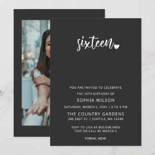 Einfache Minimalistische Script Sweet 16 Geburtsta Einladung