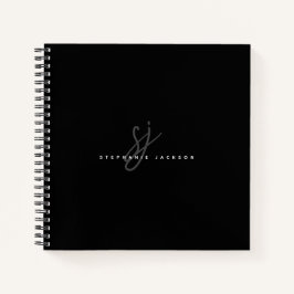 Einfache Minimalistische Skriptinitialen für Schwa Notizbuch