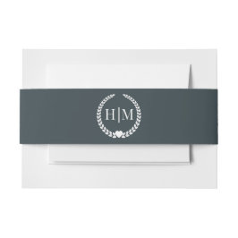 Einfache Minimalistische Stormy Dusk Blue Monogram Einladungsbanderole
