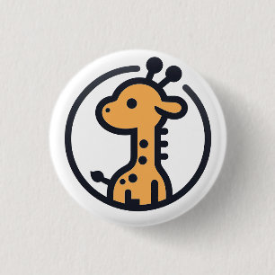 Einfache minimalistische süße Giraffe in einem Kre Button