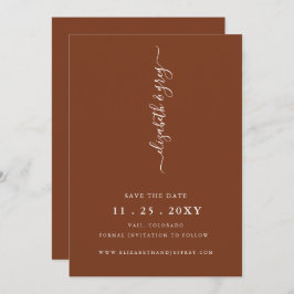 Einfache Minimalistische Terracotta Save the Date Ankündigung