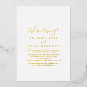 Einfache minimalistische Trauungsrezeption Gold Folieneinladung