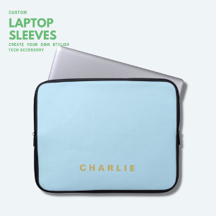 Einfache Minimalistische Trendblauer Monogramm Laptopschutzhülle